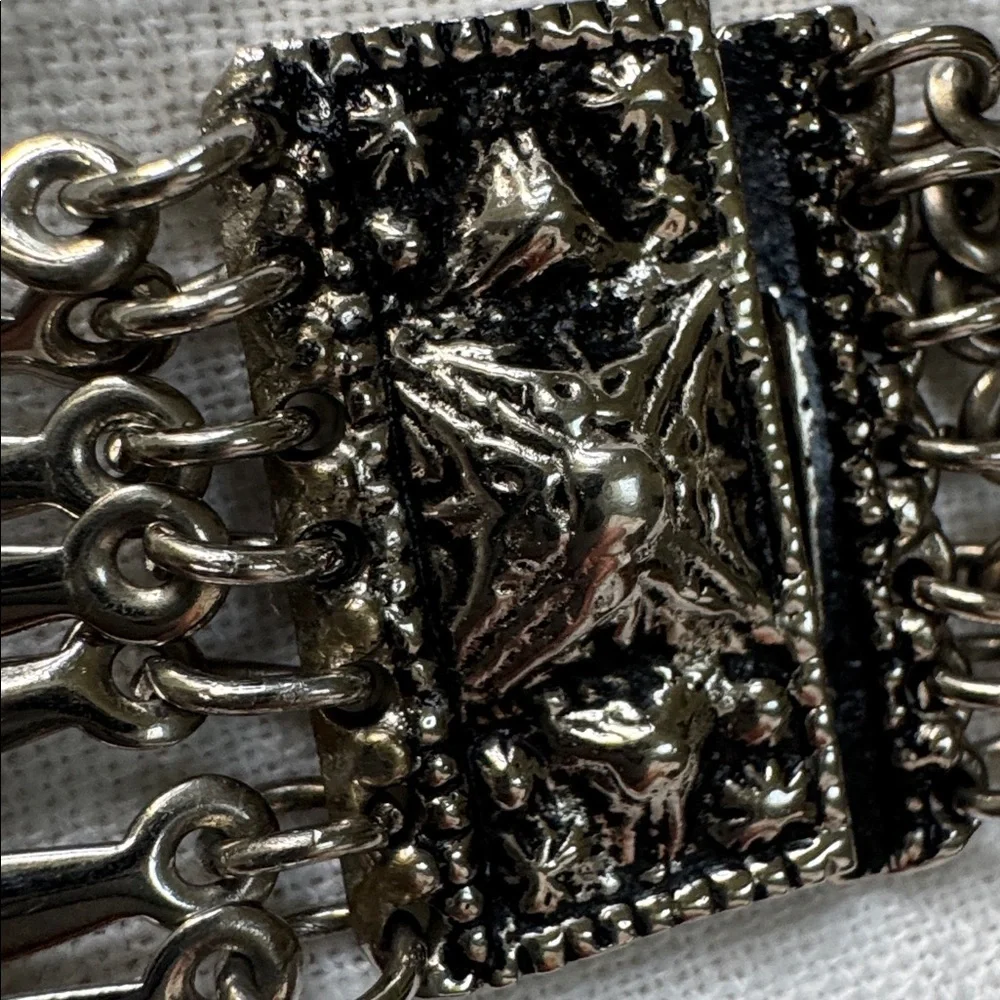 VINTAGE BELT HECHO MEXICO SILVER METAL SECTIONAL PANEL LINKS ARTICULATED 30 1/2”